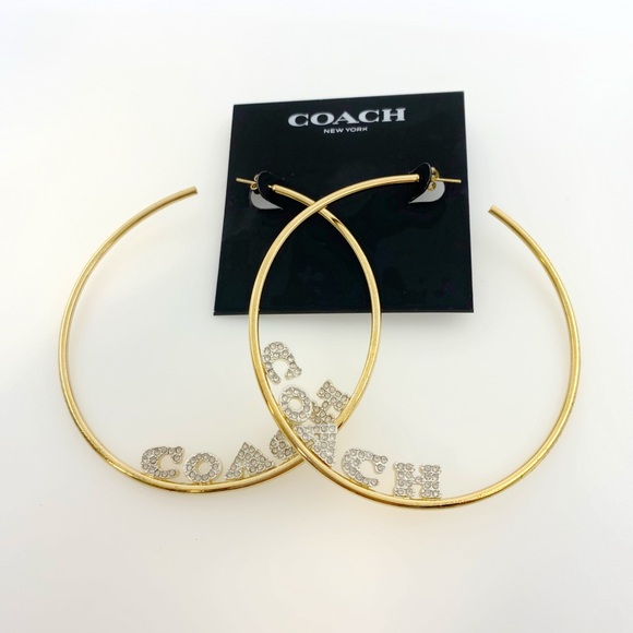Coach Large Hoops Earrings 3" Limited Edition in Gold. - Picture 4 of 5